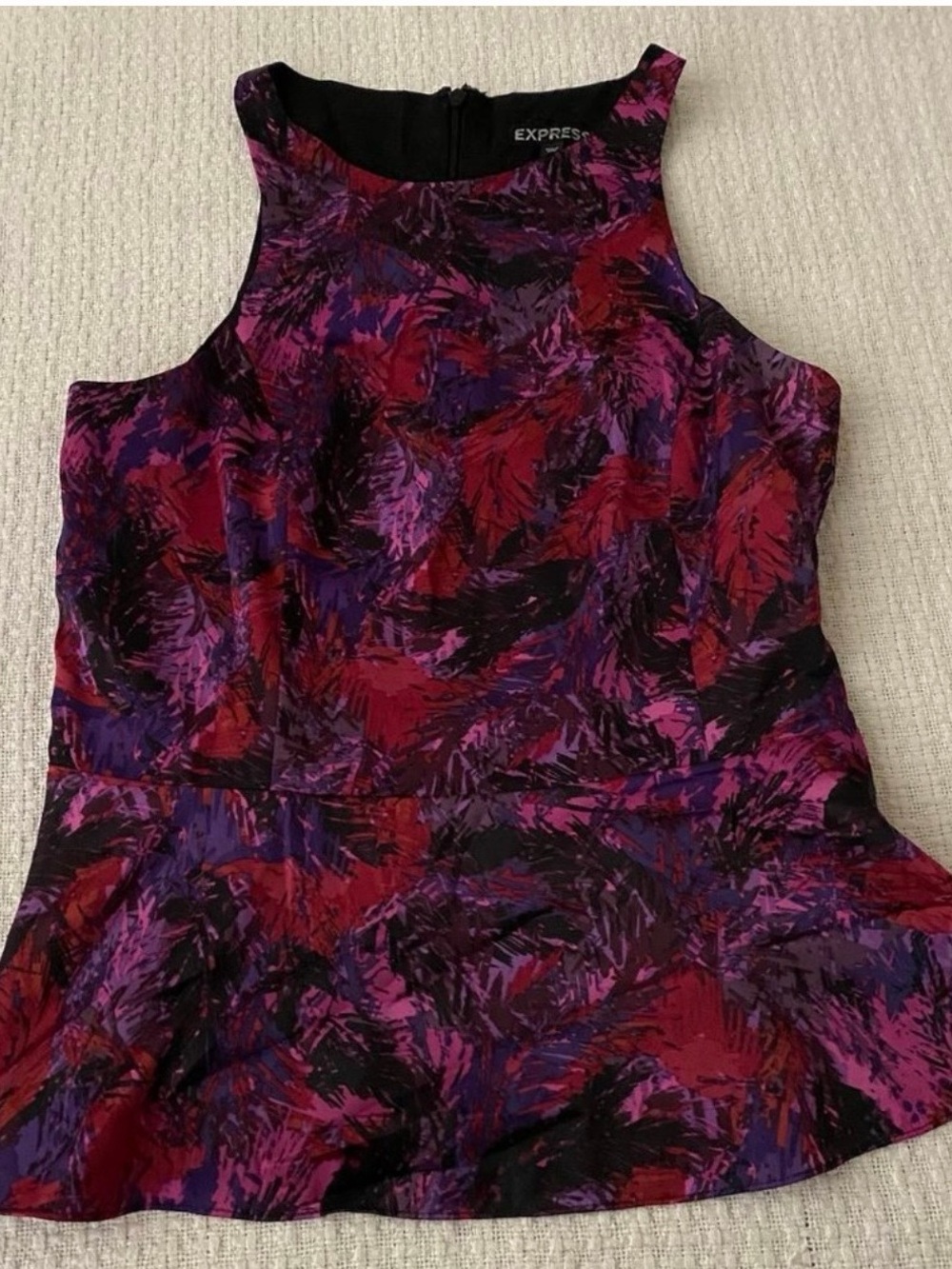 Express Multicolor Abstract Sleeveless Top - Purple, Pink & Black